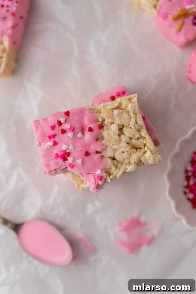 Overhead shot of Chocolate covered Rice Krispie treats