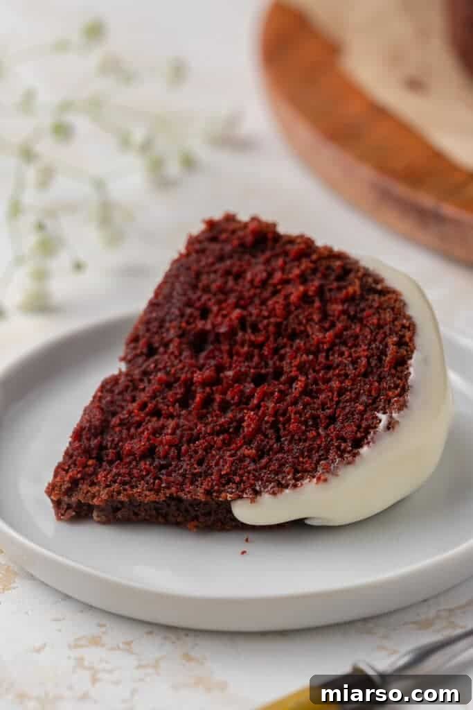 Moist Red Velvet Bundt slice