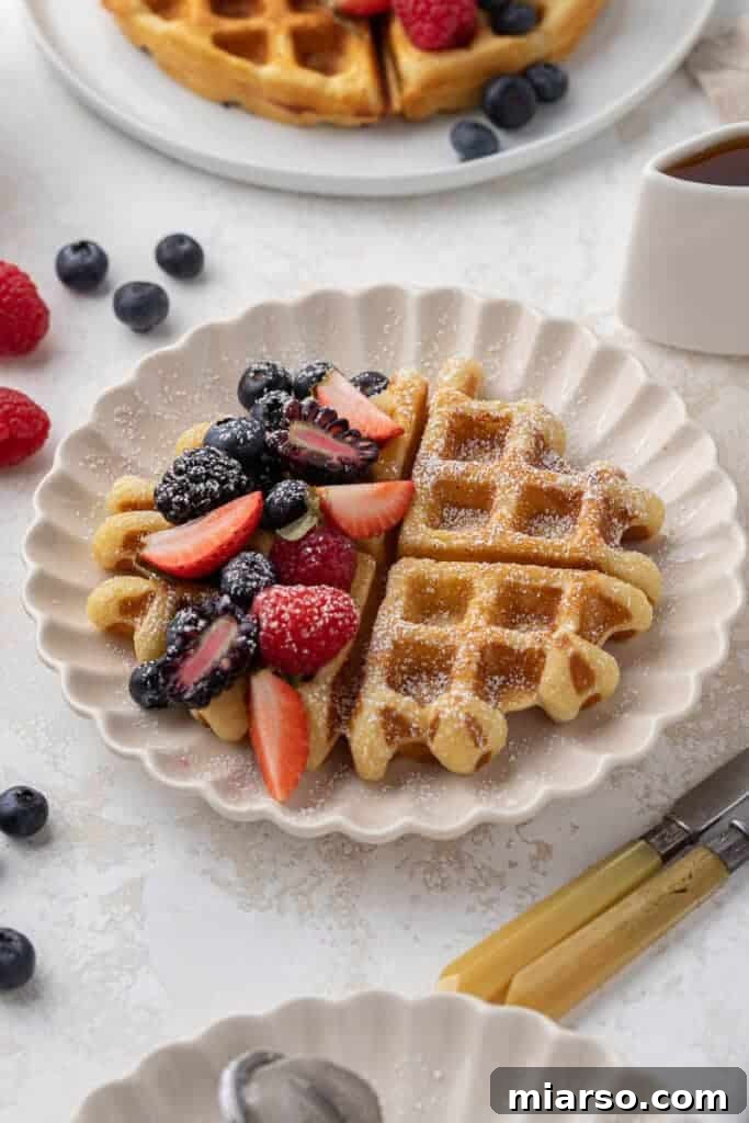 Simply Perfect Buttermilk Waffles 2 Perfectly Golden Buttermilk Waffles with Maple Syrup