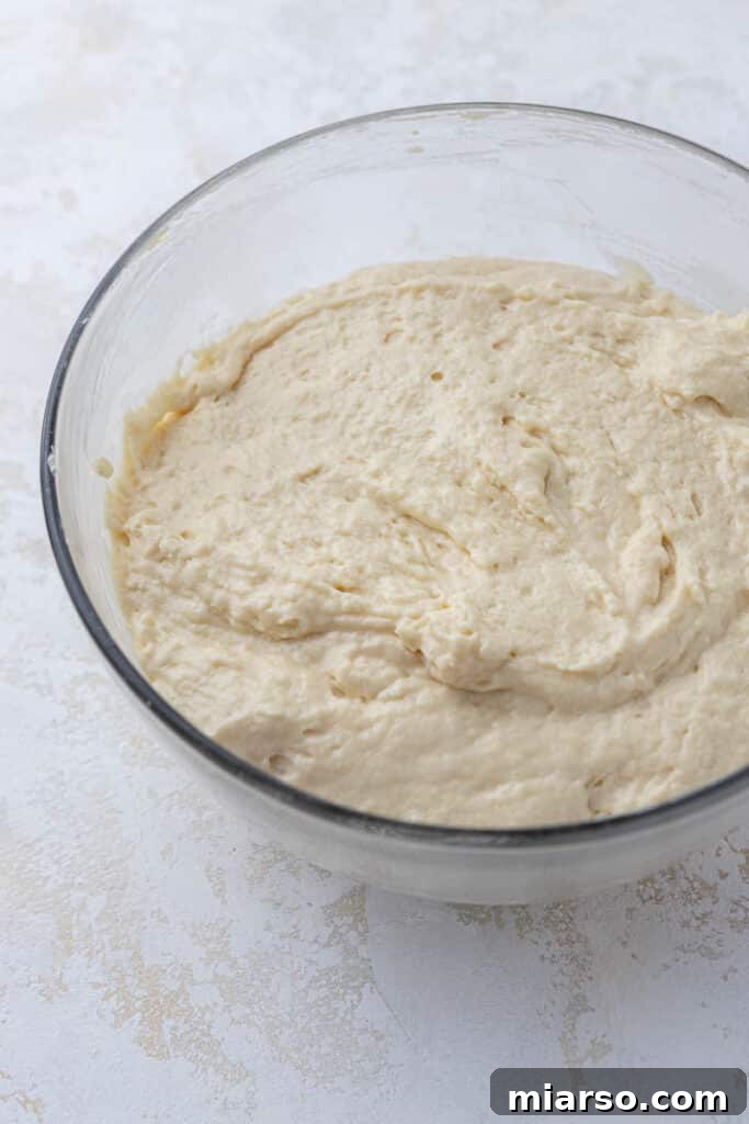 Simply Perfect Buttermilk Waffles 7 Waffle batter in a bowl, ready to cook
