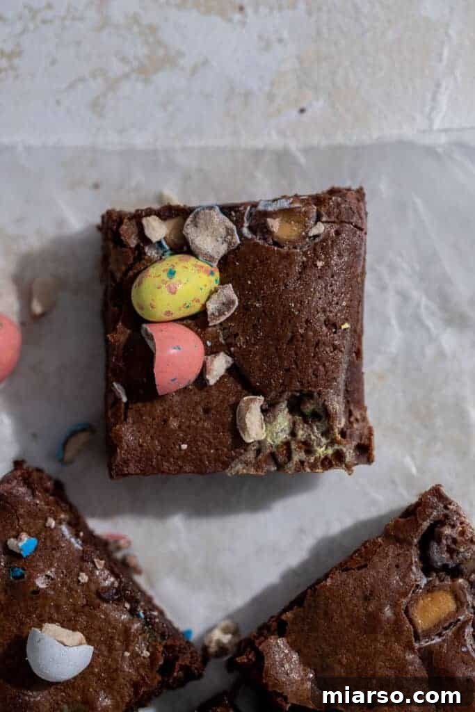 Fudgy Easter mini egg brownies with Robin Eggs