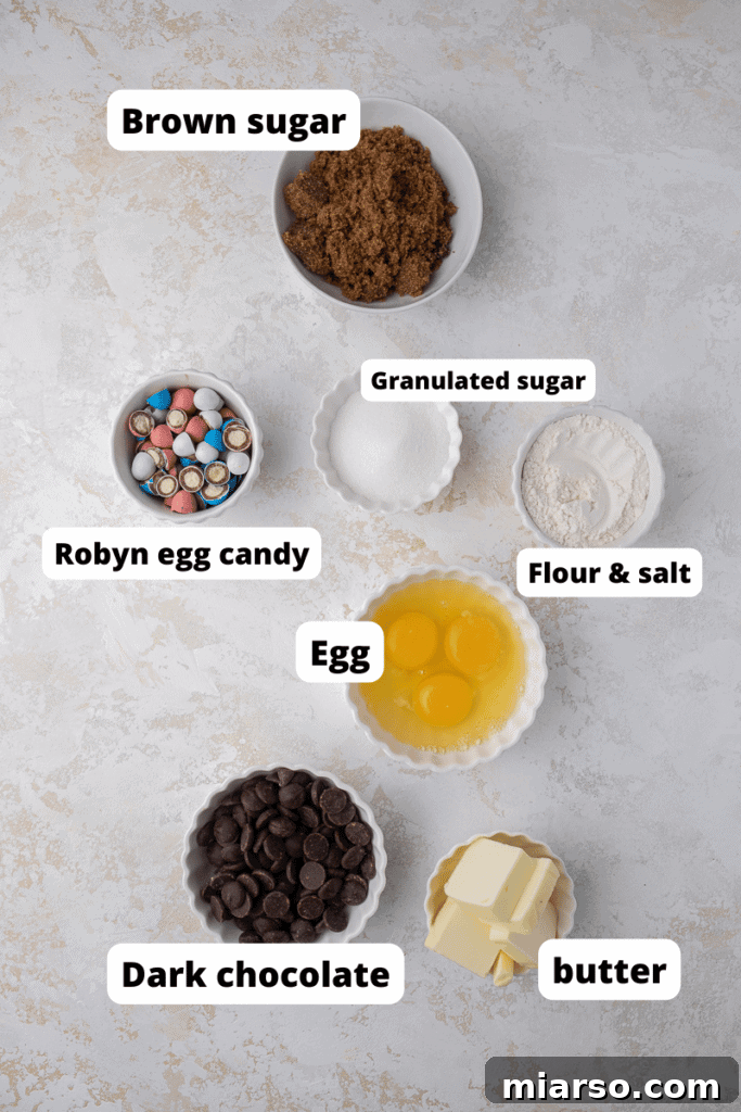 Ingredients for mini egg brownies