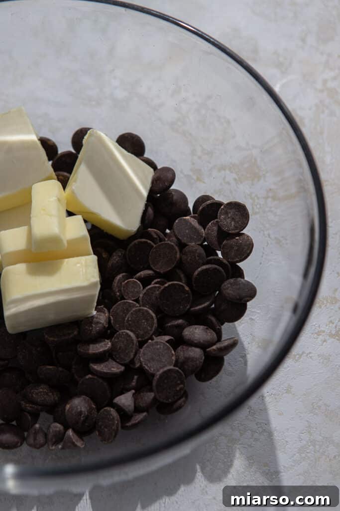 Chocolate and butter in a bowl