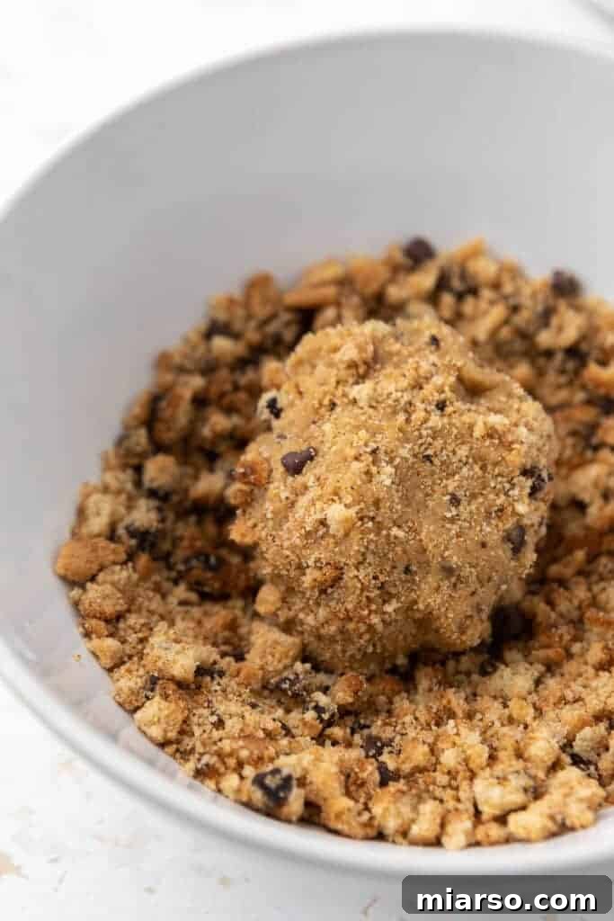 Cookies rolled in crushed Chips Ahoy