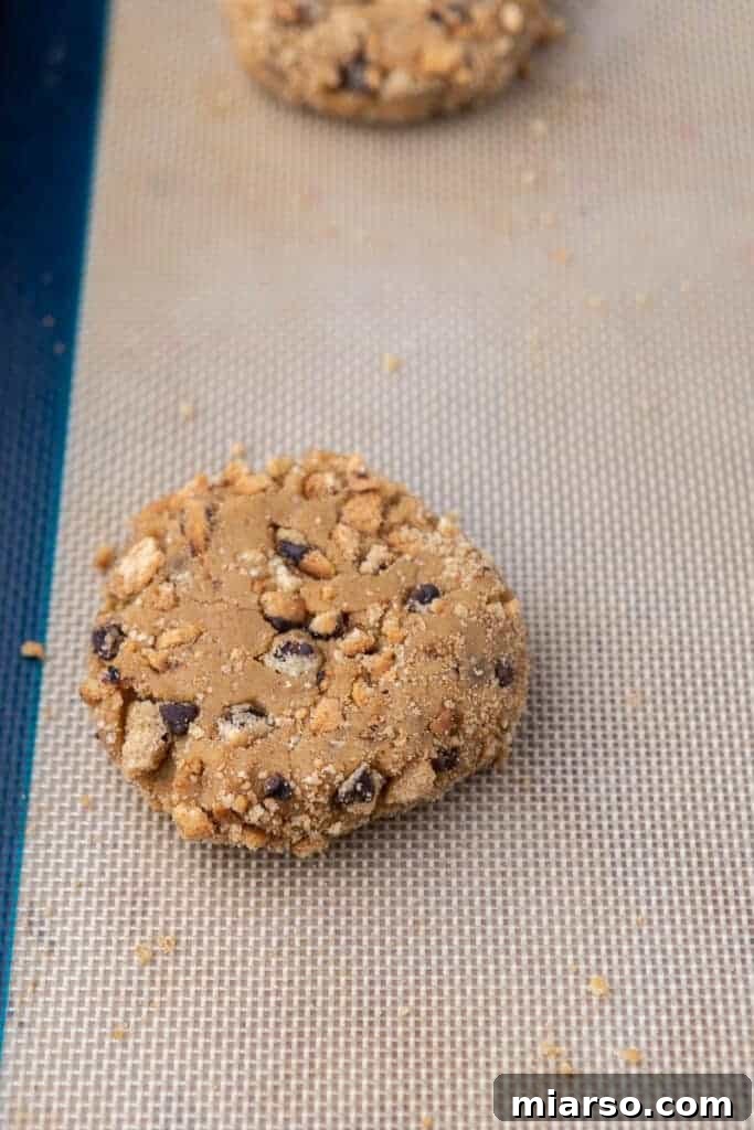 Cookie dough on baking sheet ready for oven