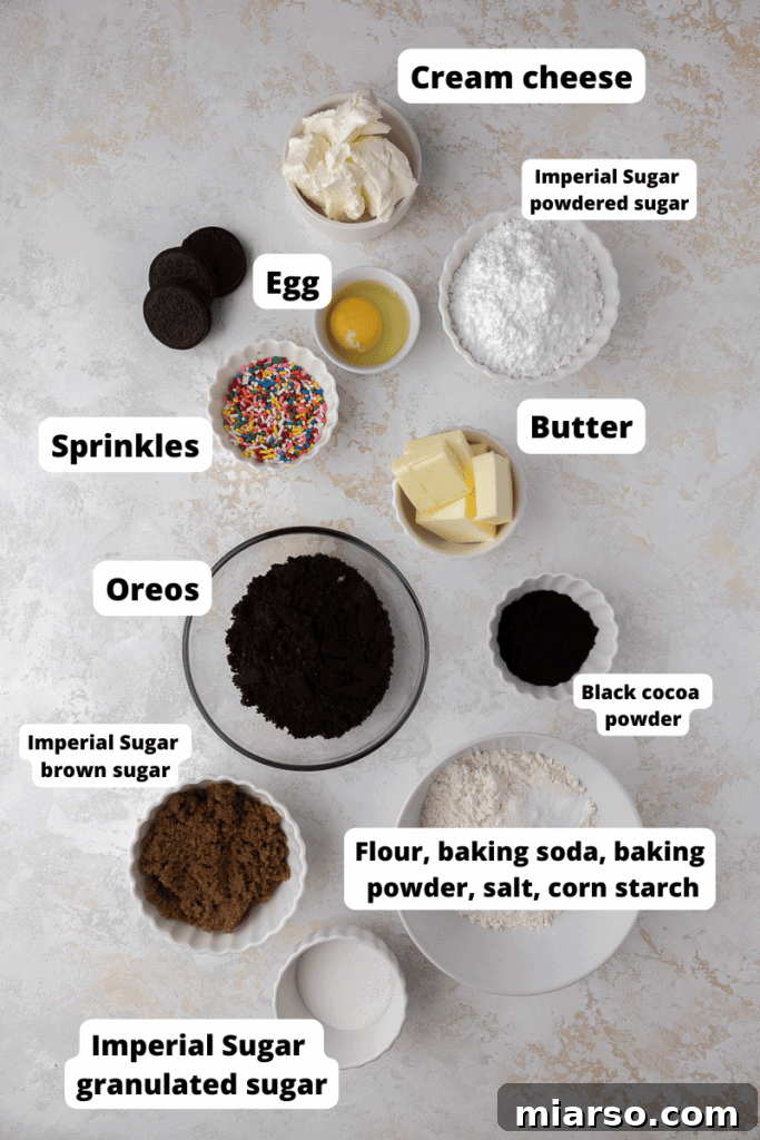 Ingredients for birthday cake oreo cookies