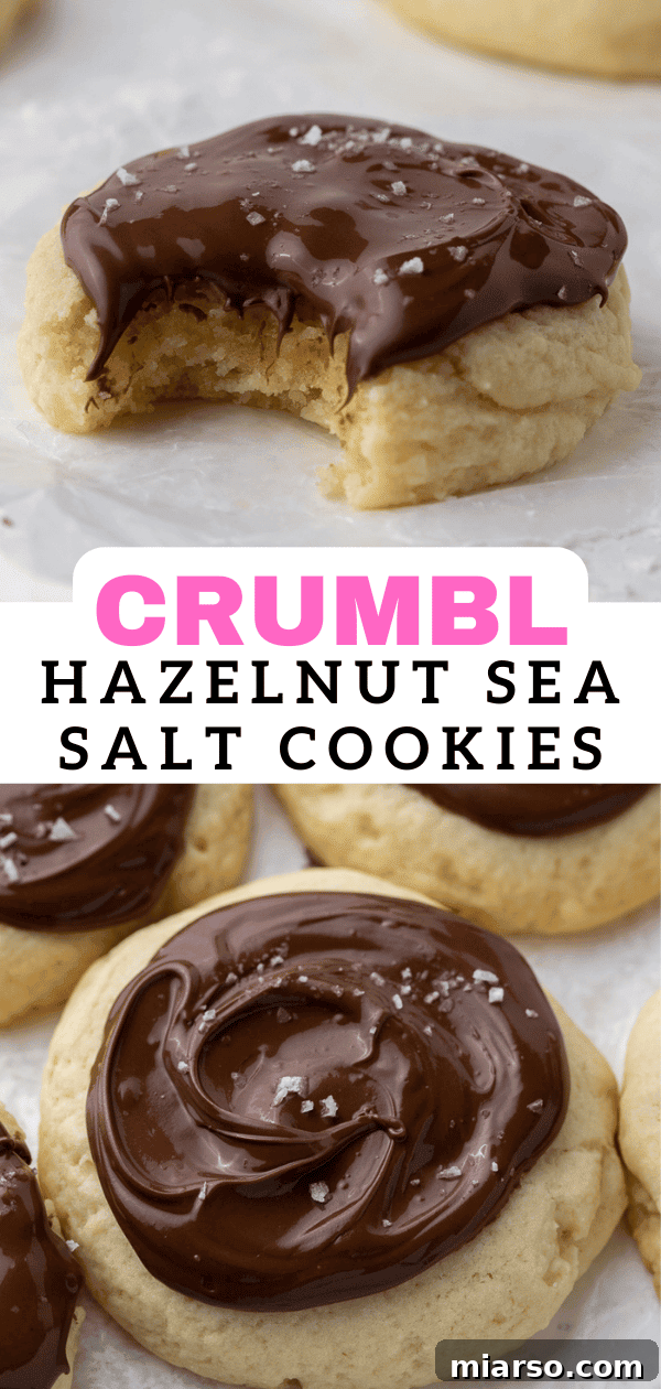 Stack of Crumbl hazelnut sea salt cookies