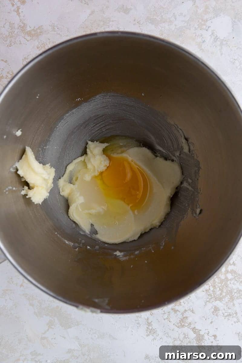 Creamed butter and sugar in a bowl