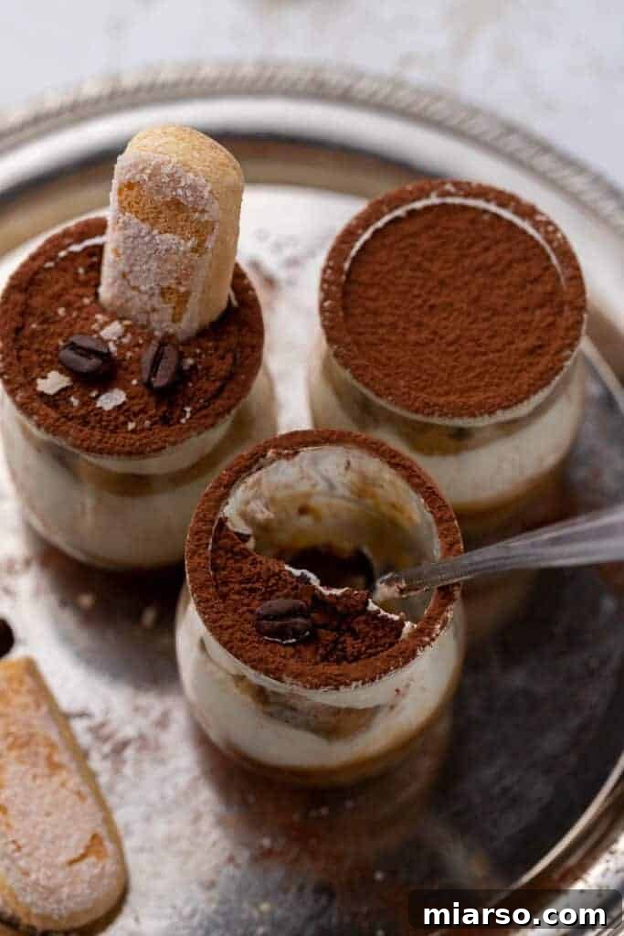 Three individual tiramisu macchiato cups