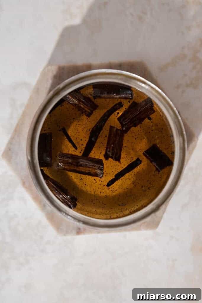 Homemade toasted vanilla syrup for coffee
