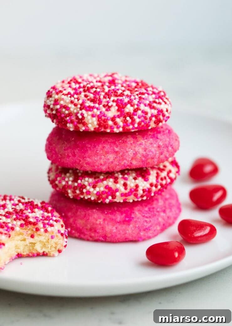 Simple and delicious sugar cookies with pink sprinkles for Valentine's Day