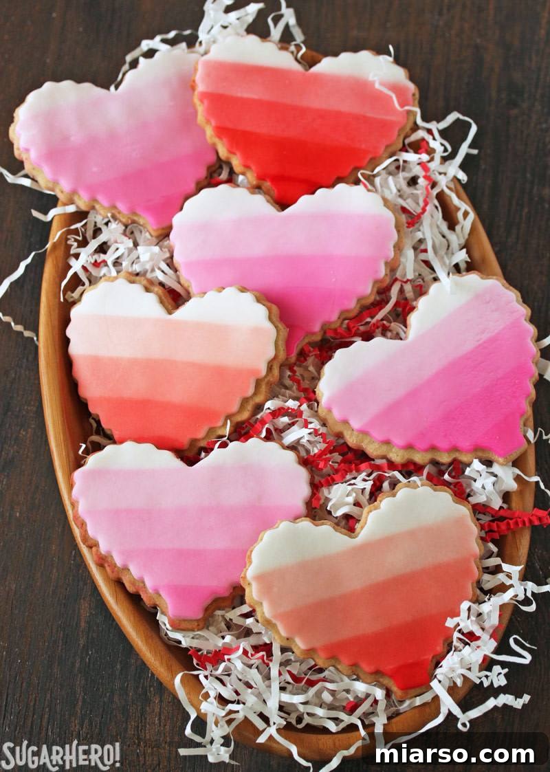 Gorgeous ombre brown butter heart cookies