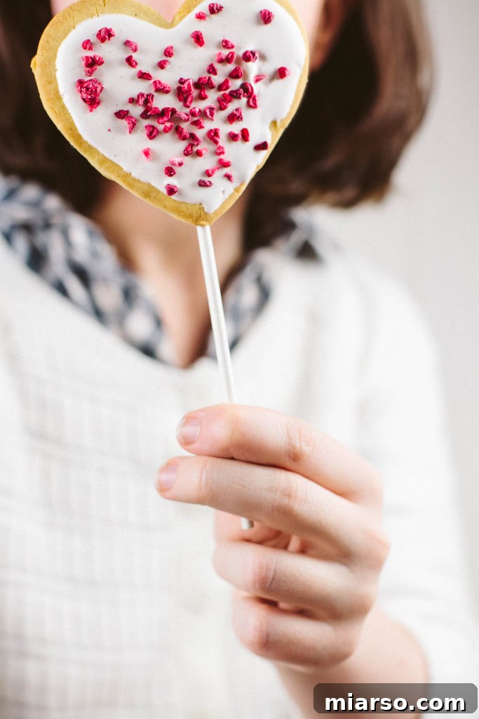 Adorable vegan heart-shaped cookie pops for Valentine's Day
