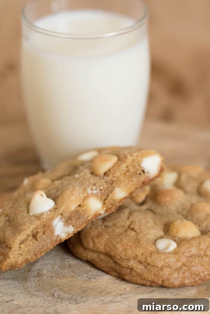 Decadent no-chill brown butter white chocolate macadamia nut cookies