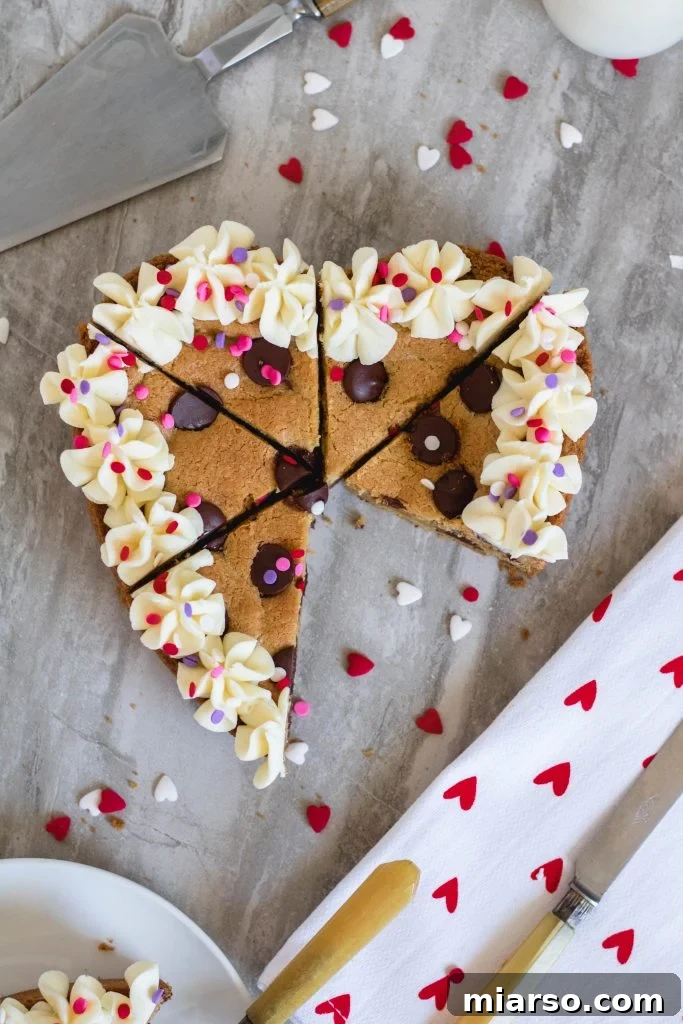 Heart-shaped Valentine's Day Cookie Cake dessert for two