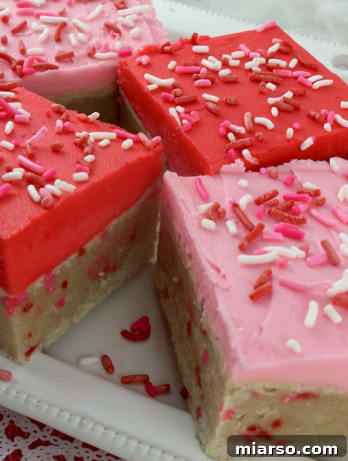 Colorful Sugar Cookie Bars perfect for Valentine's Day