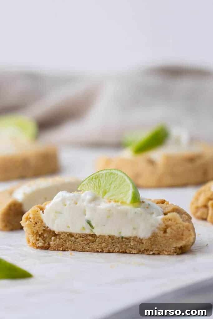 Tangy Chilled Key Lime Cookie Bliss 8 Lime pie cookie cut in half