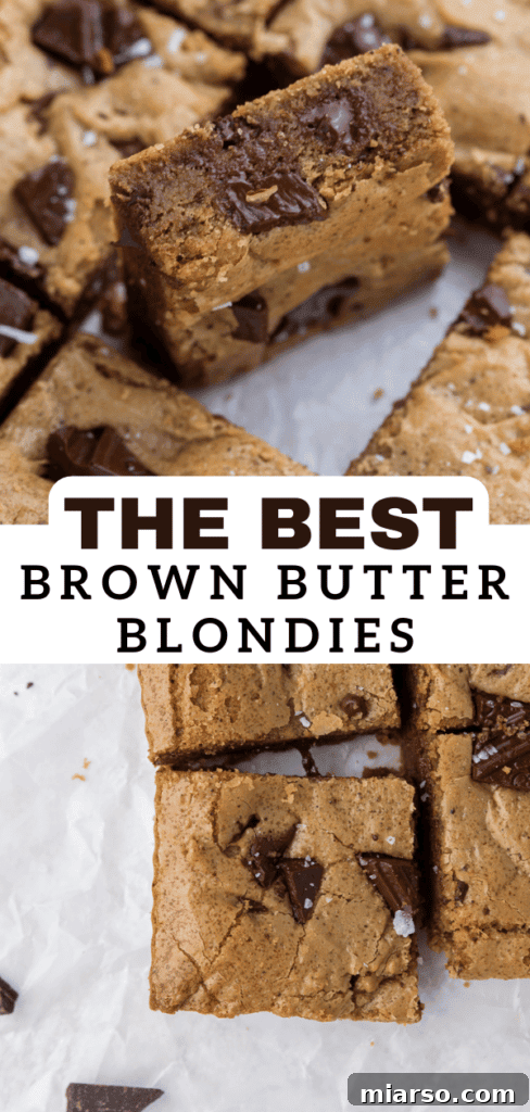 Easy brown butter blondies recipe pin