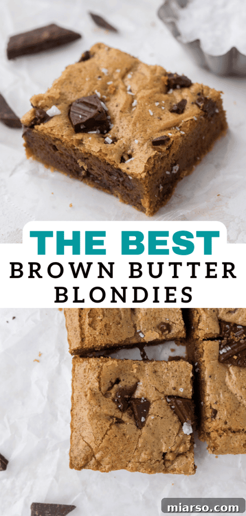 Best chocolate chip brown butter blondies for pinning