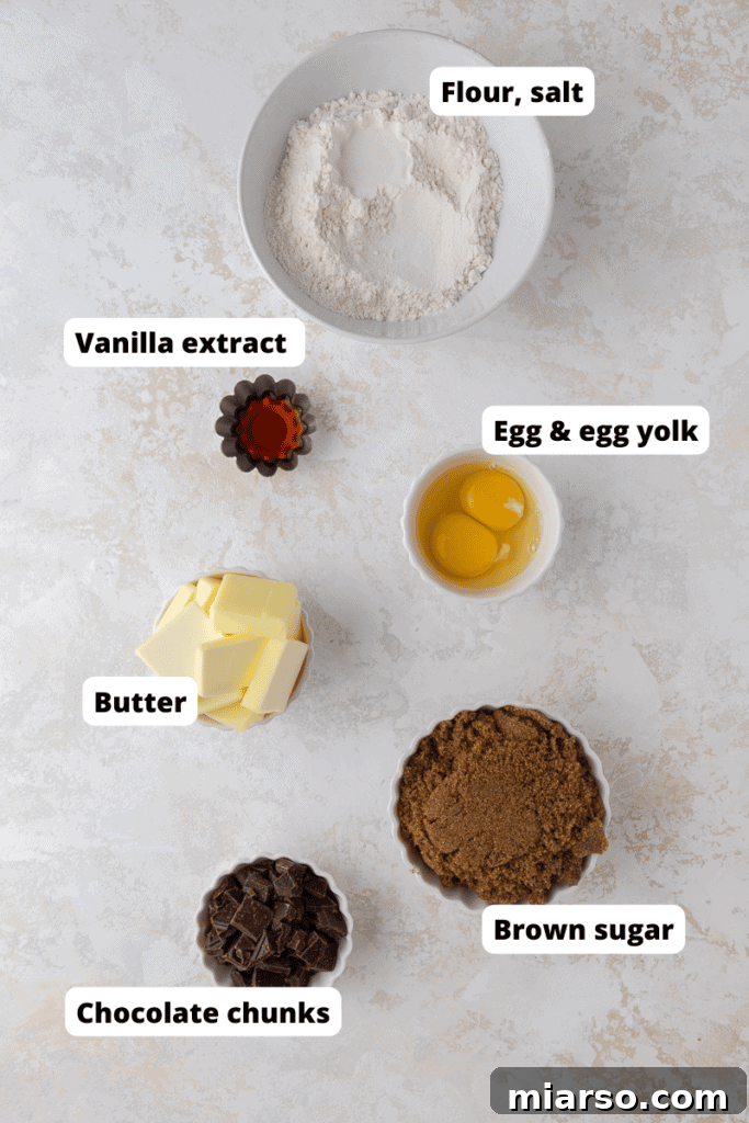 Ingredients for brown butter blondies laid out on a table