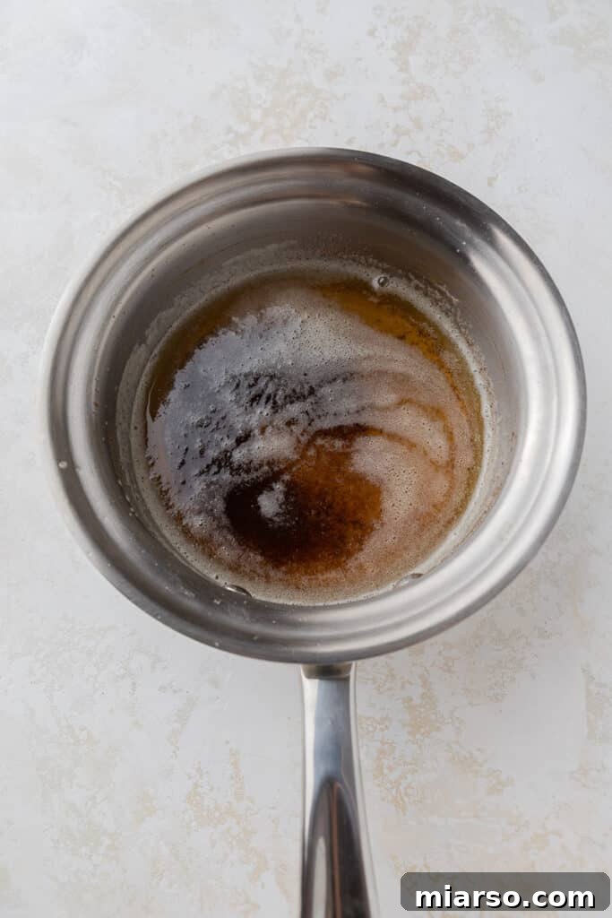 Brown butter sizzling in a saucepan