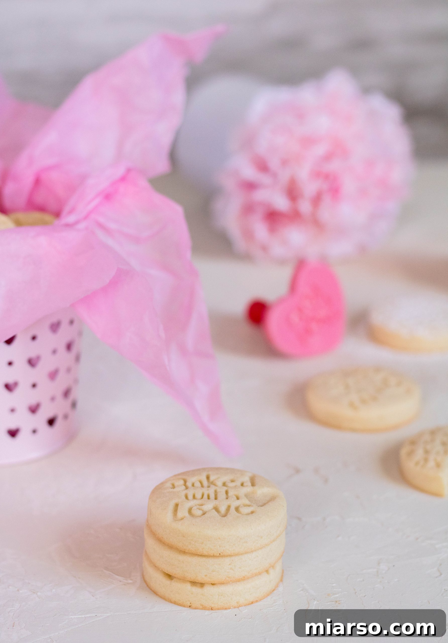 Valentine's day stamp shortbread cookies