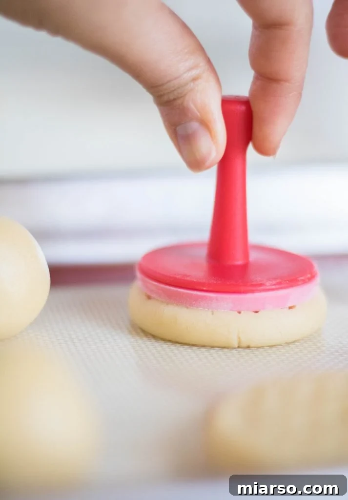 stamping shortbread cookie