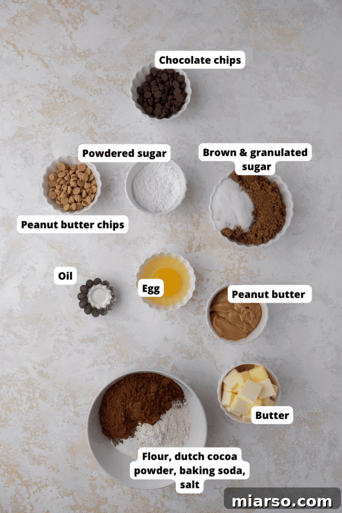 The Ultimate Peanut Butter Brownie Cookies 4 A selection of essential ingredients for making delicious peanut butter brownie cookies