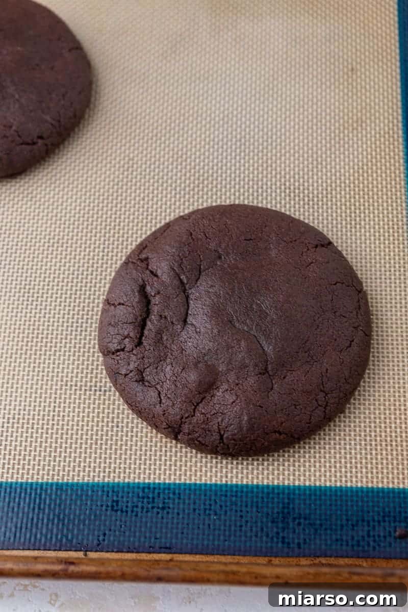 The Ultimate Peanut Butter Brownie Cookies 9 Unbaked brownie peanut butter cookies resting on a baking sheet, ready for the oven