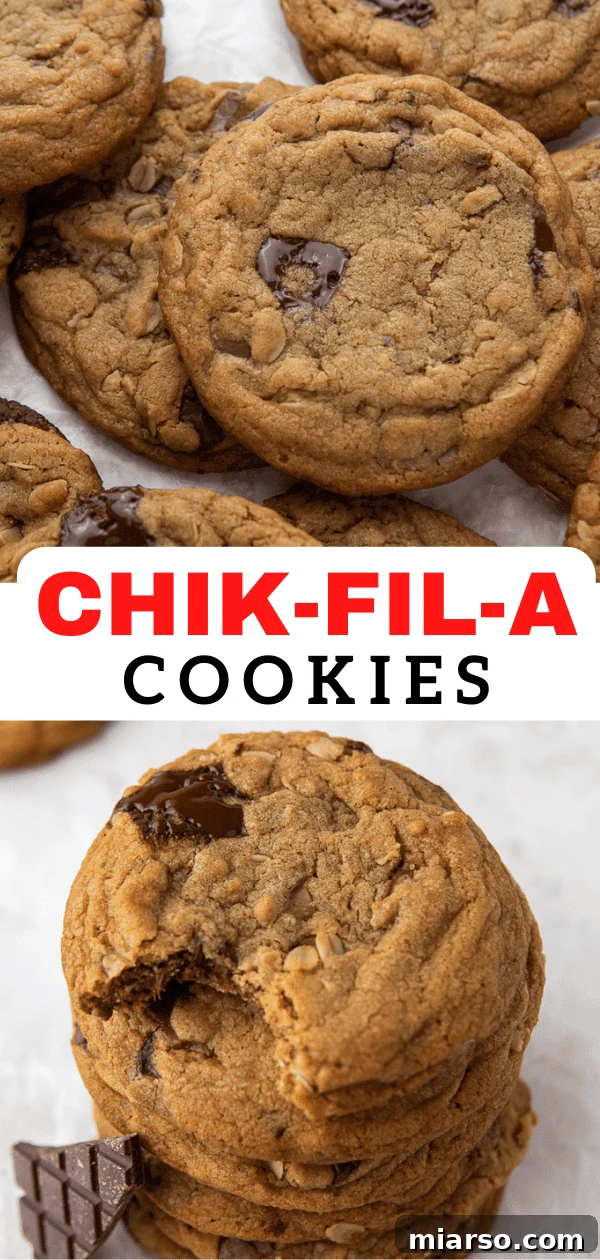 A perfectly baked copycat Chick-fil-A cookie, ideal for Pinterest.