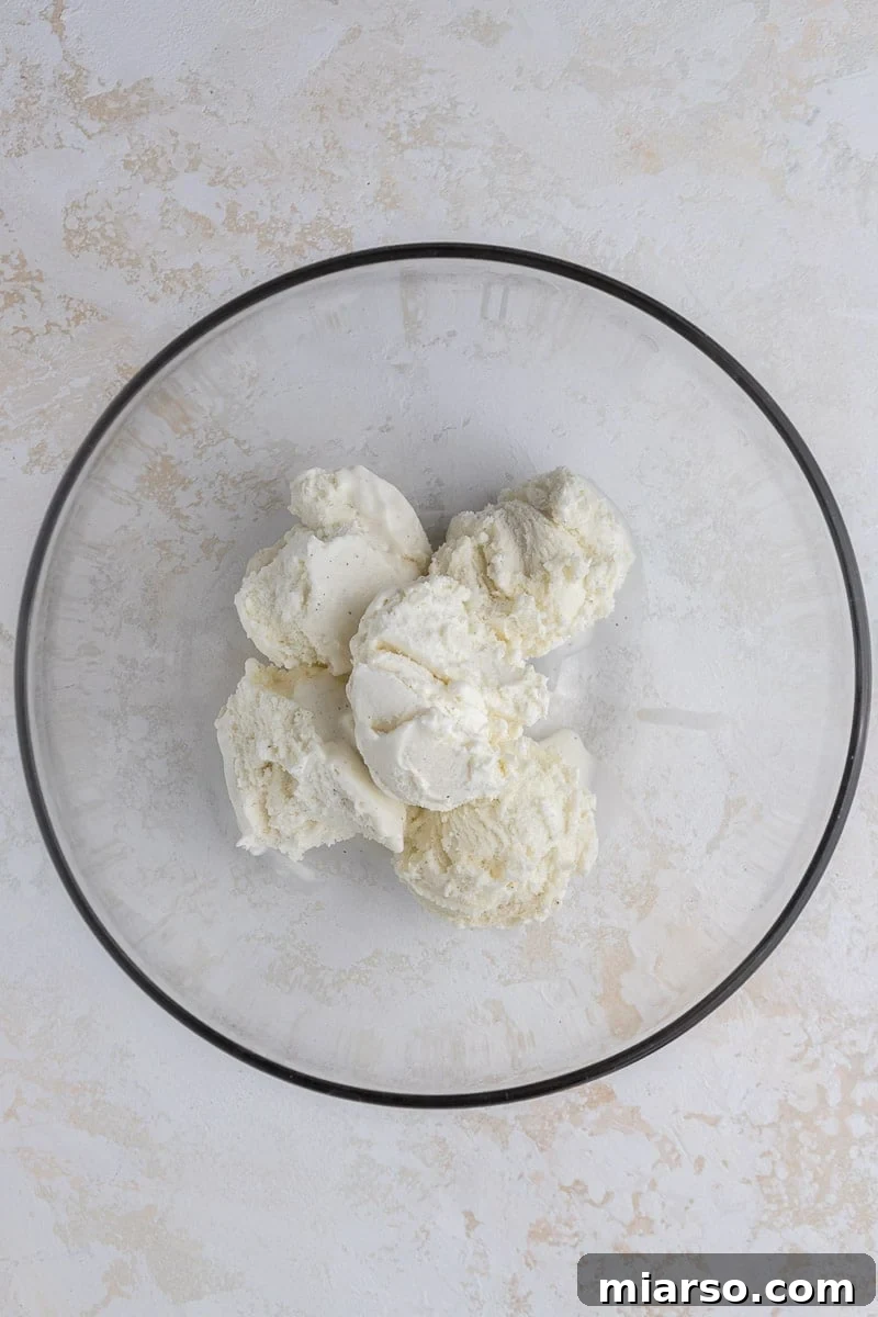 Vanilla ice cream in a bowl