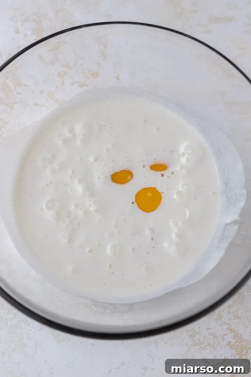 melted ice cream and eggs