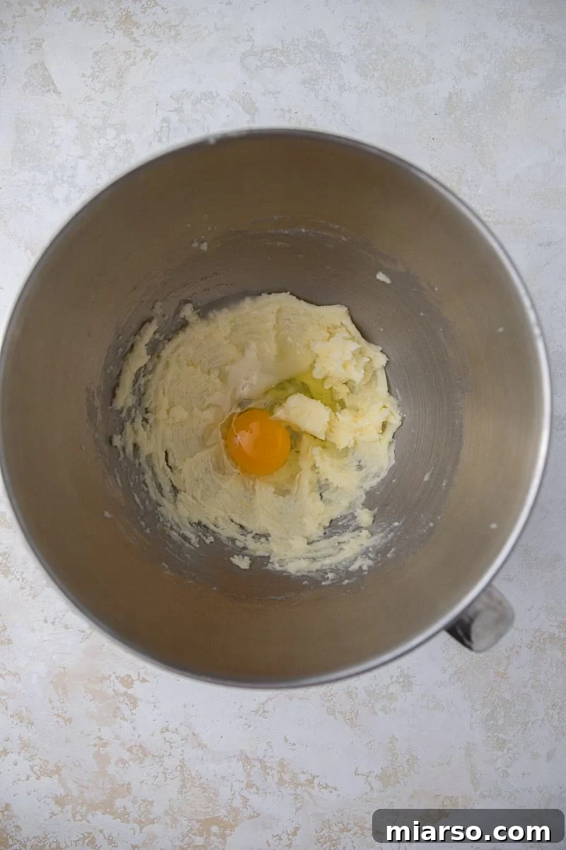 Creamed butter and sugar in a bowl