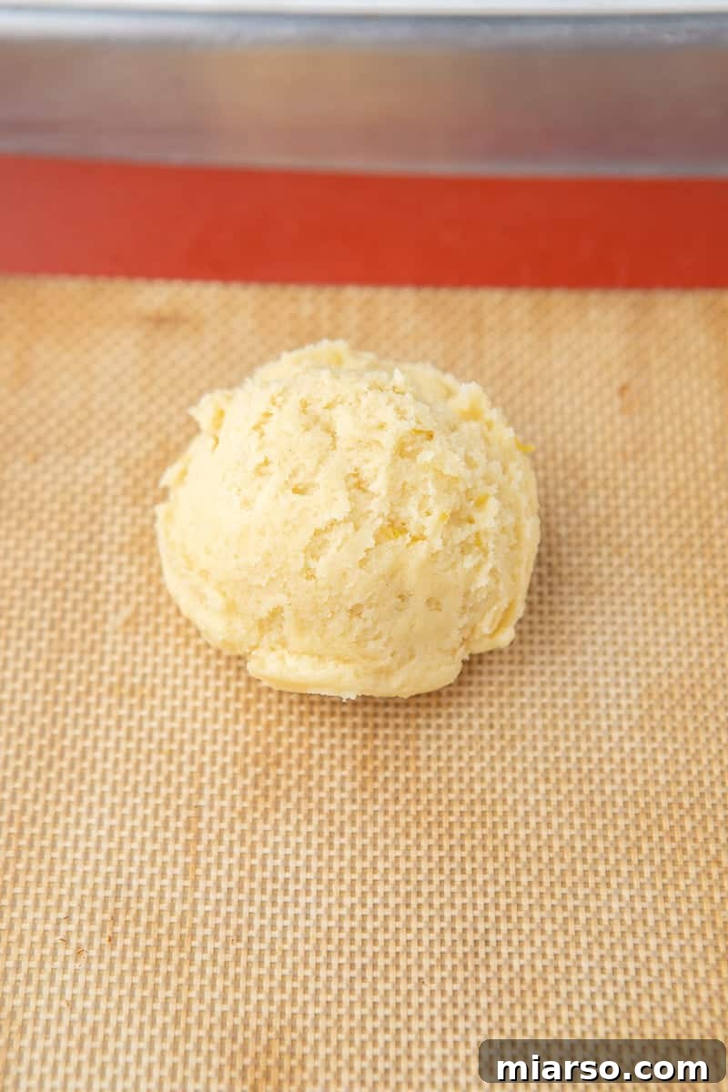 Cookie dough on baking sheet