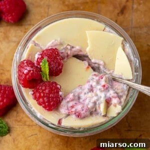 Raspberry overnight oats in a circular crop
