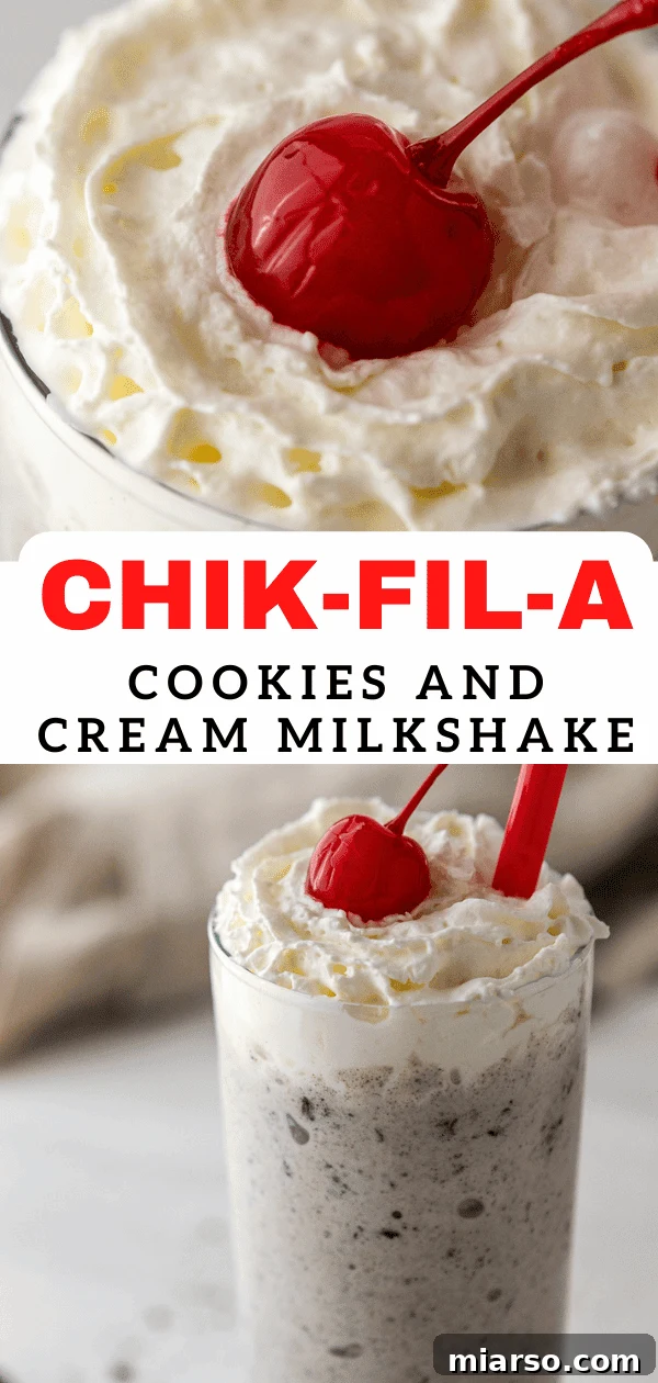 Homemade Chick-fil-A Cookies and Cream Milkshake close-up