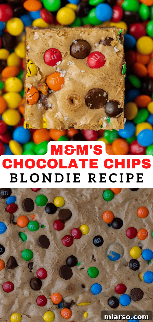Chocolate chip m&m blondies for social sharing