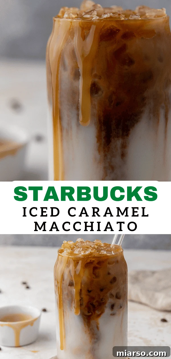 Starbucks Inspired Homemade Iced Caramel Macchiato 14 Homemade iced caramel macchiato, perfect for pinning to your coffee recipes board.
