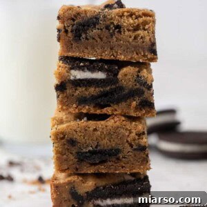Decadent Oreo Blondie Delights 11 Oreo blondies stacked