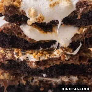 Close up of S'mores brownie cookies cut in half