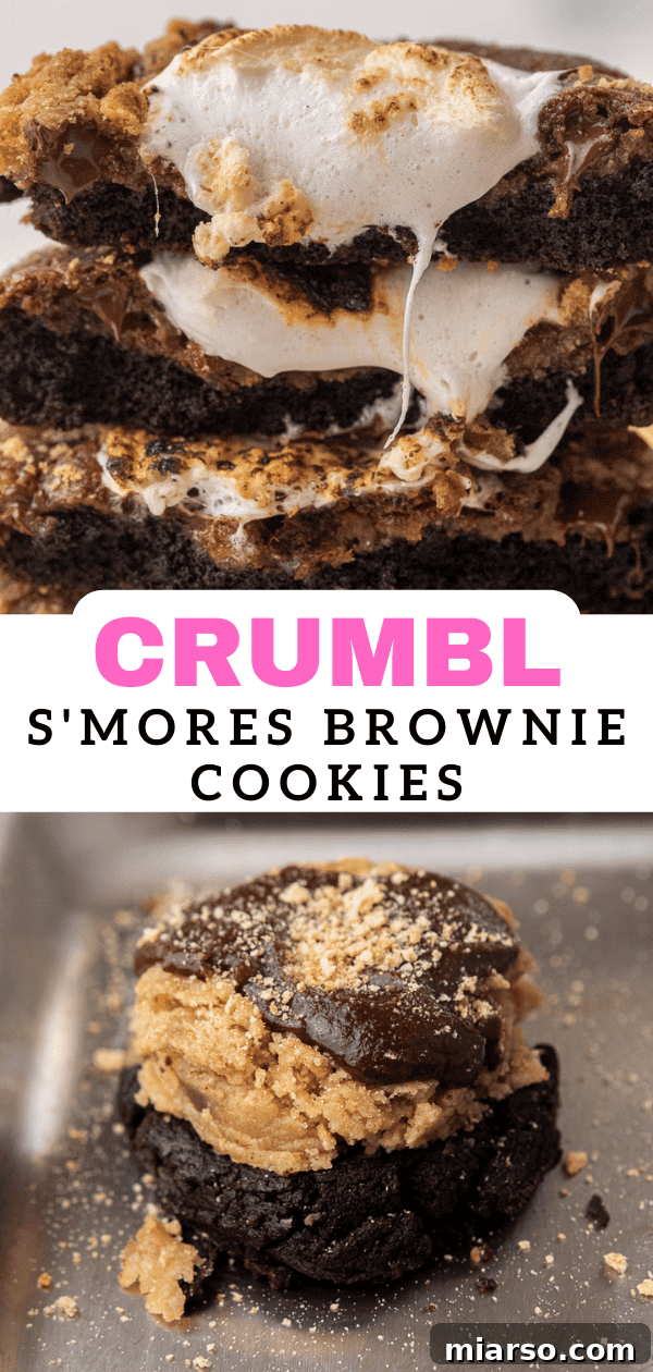 Crumbl S'mores brownie cookies pin image
