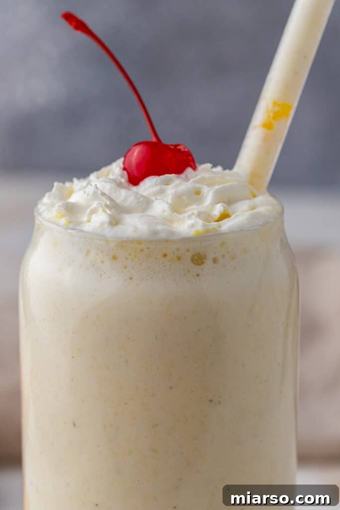 Close up of milkshake in a glass