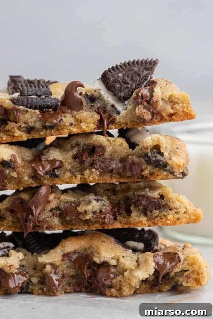 Ultimate Oreo Chocolate Chip Cookies 2 Close up of Oreo chocolate chip cookies