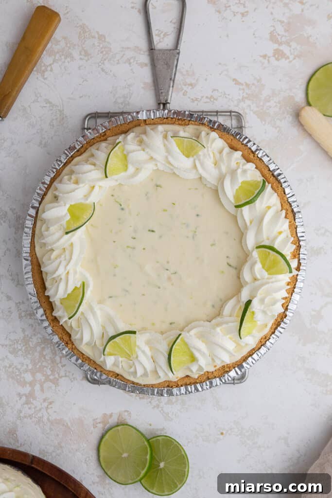 Overhead shot of key lime pie 