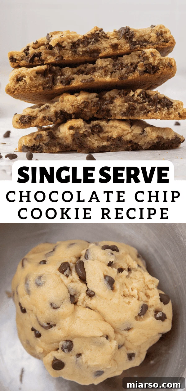 Unlock the Secret to Your Perfect Single Serve Chocolate Chip Cookie 14 A beautifully baked single-serve chocolate chip cookie on a light background, perfect for pinning.