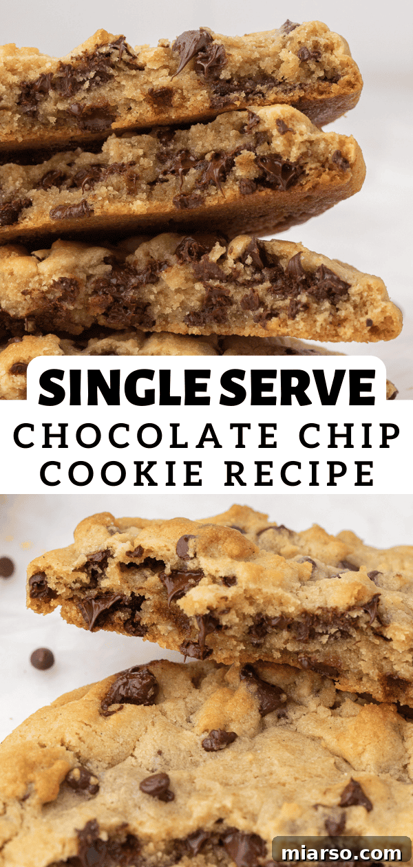 Unlock the Secret to Your Perfect Single Serve Chocolate Chip Cookie 15 Close-up of a warm, gooey single-serve chocolate chip cookie, highlighting its irresistible texture.