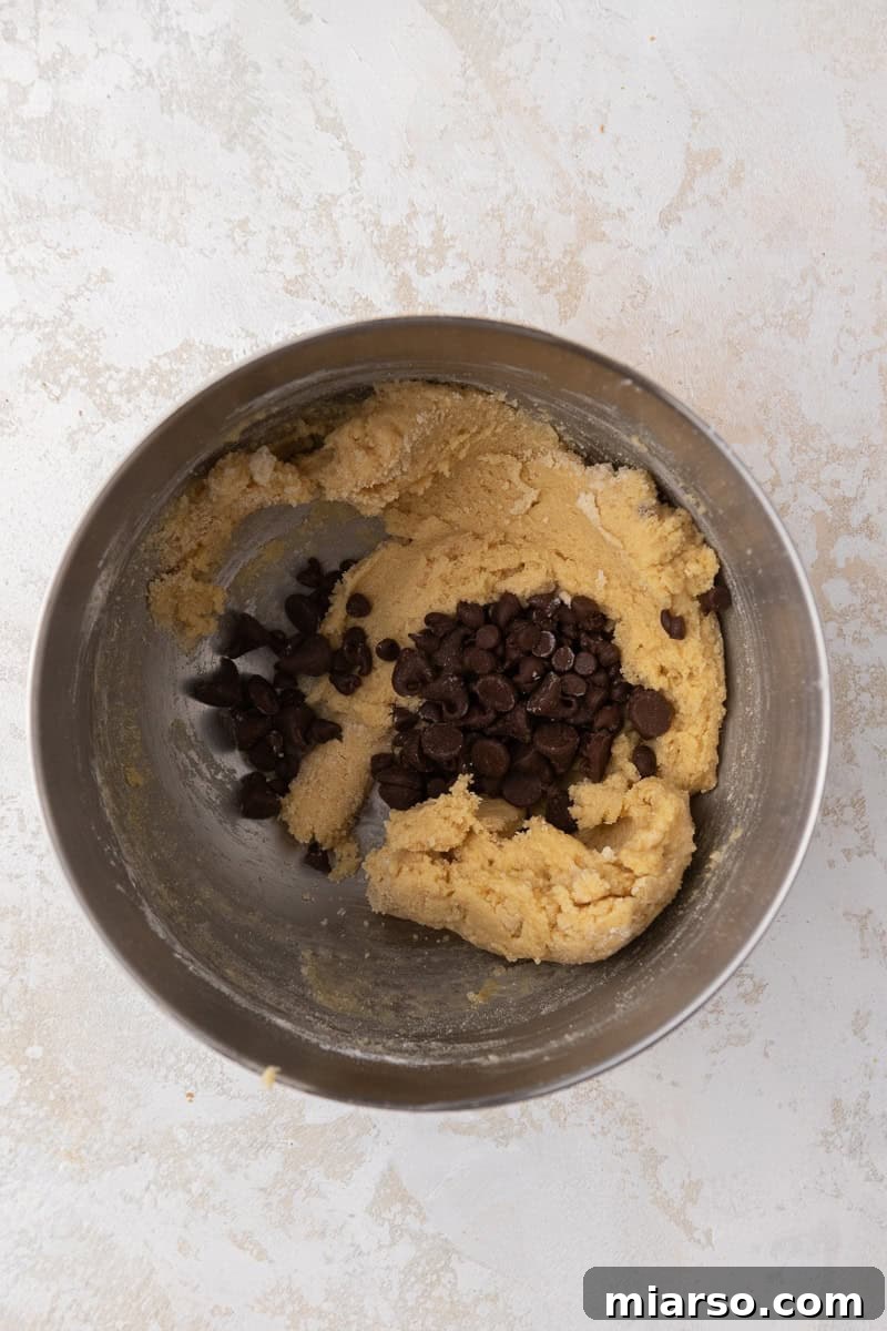 Unlock the Secret to Your Perfect Single Serve Chocolate Chip Cookie 6 Cookie dough with chocolate chips mixed in, ready for baking.