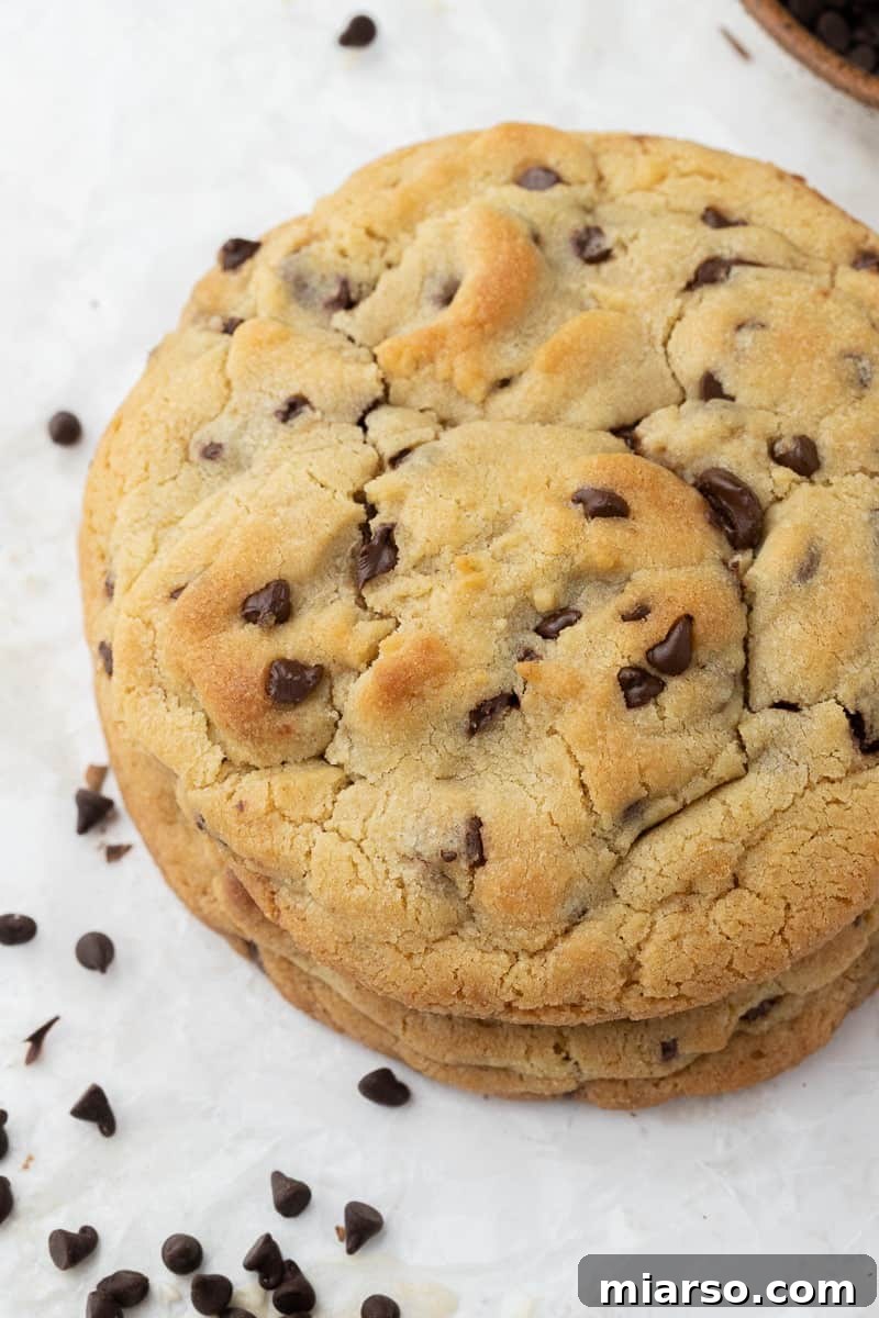 Unlock the Secret to Your Perfect Single Serve Chocolate Chip Cookie 9 A single-serve chocolate chip cookie baked to golden perfection, still on the baking sheet.