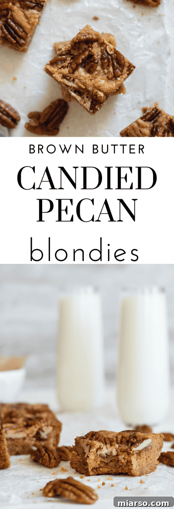 Delicious brown butter blondies with pecans, a beautiful visual for Pinterest.