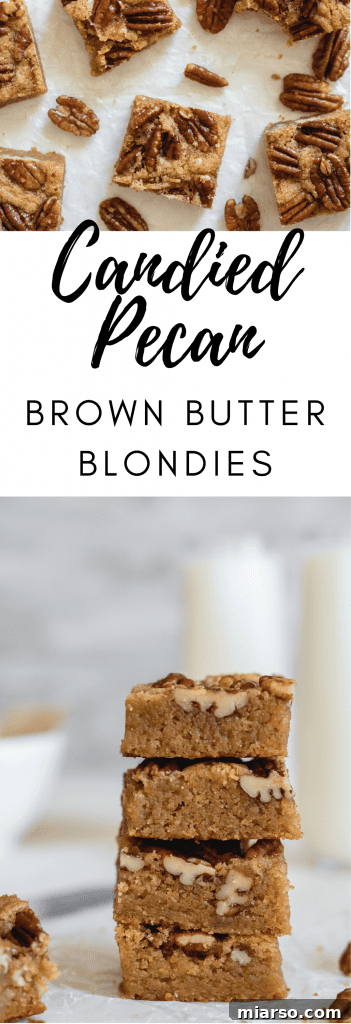 Delicious brown butter blondies recipe image for social sharing.